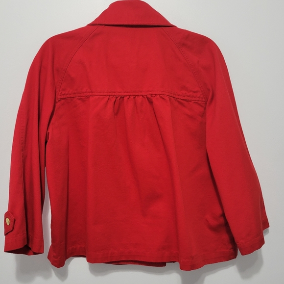 Lauren Ralph Lauren Red Cotton Cropped Double Breasted Jacket - Picture 16 of 16